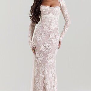House of CB ARTEMIS VINTAGE CREAM LACE MAXI DRESS